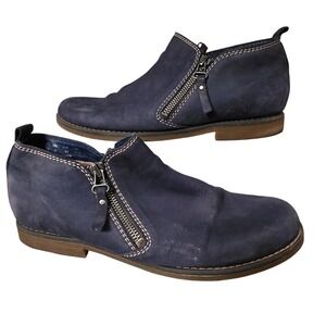 Hush Puppies Women Navy‎ Suede Zipper Ankle Boots Booties Size 11
